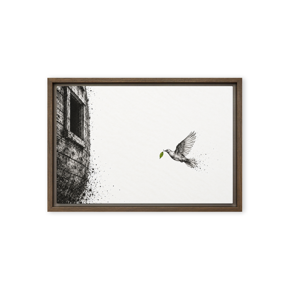 Still Green — 18 × 12 in · Framed Canvas · Brown frame — product view · original 2000px