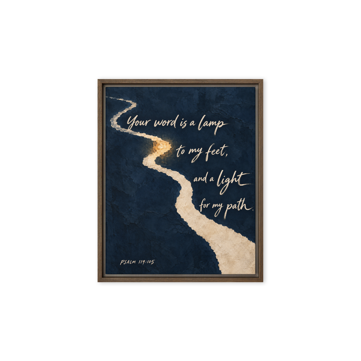 Your Word Is a Lamp — Brush — 8 × 10 in · Framed Canvas · Brown frame — product view · original 2000px
