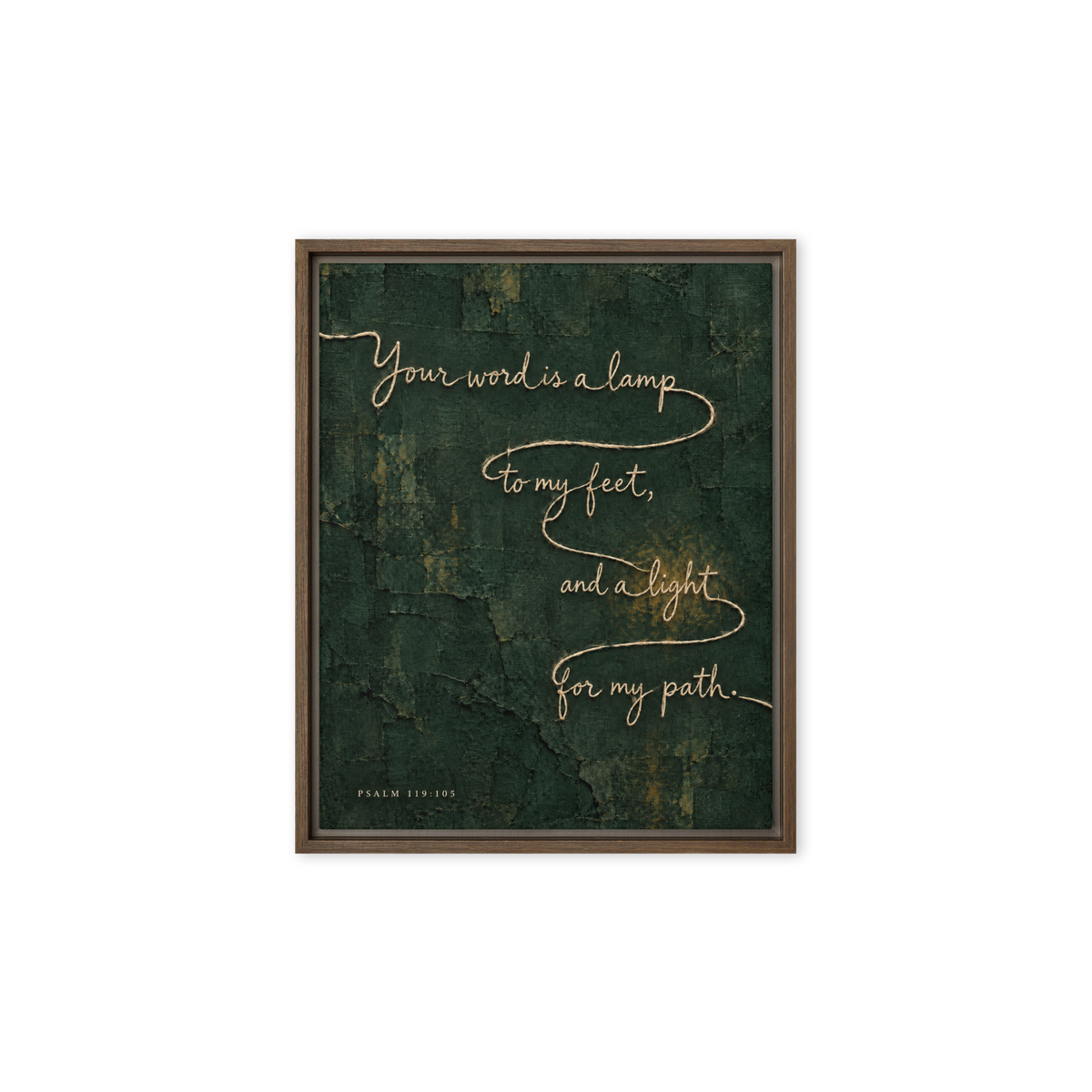 Your Word Is a Lamp — Pine and Flax — 8 × 10 in · Framed Canvas · Brown frame — product view · original 2000px
