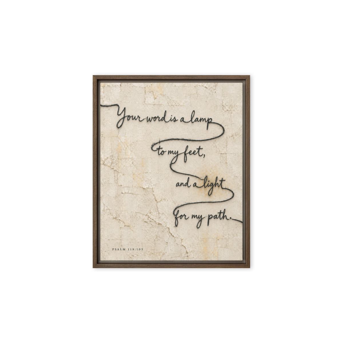 Your Word Is a Lamp — Parchment and Ink — 8 × 10 in · Framed Canvas · Brown frame — product view · original 2000px