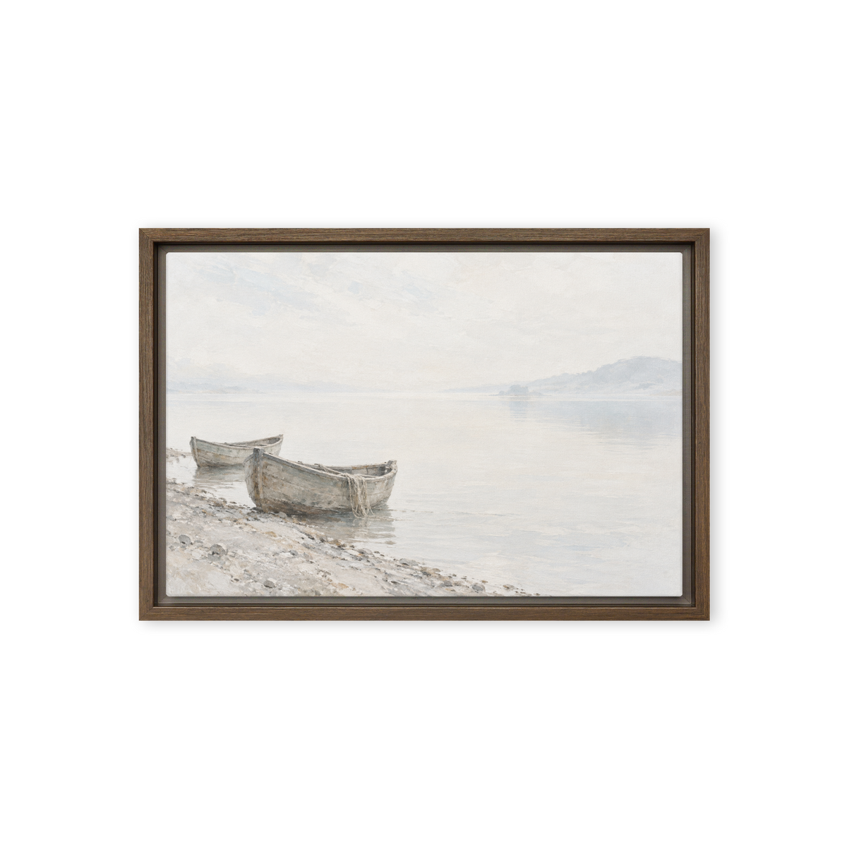 Left at the Shore — 18 × 12 in · Framed Canvas · Brown frame — product view · original 2000px