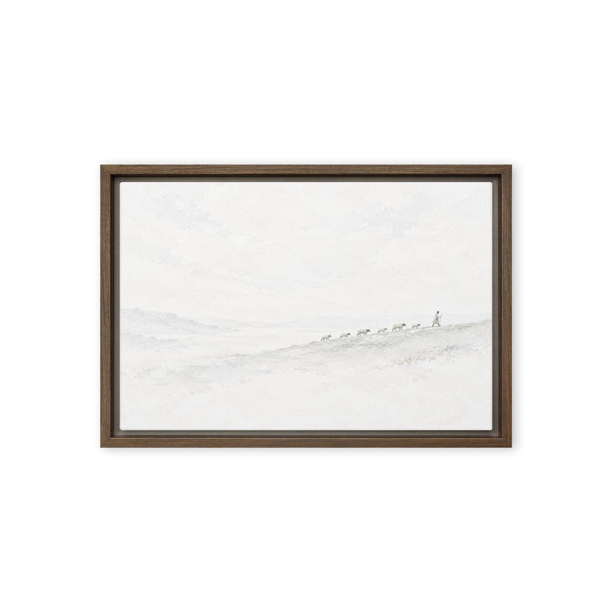 The Shepherd — Pale Ridge — 18 × 12 in · Framed Canvas · Brown frame — product view · original 2000px