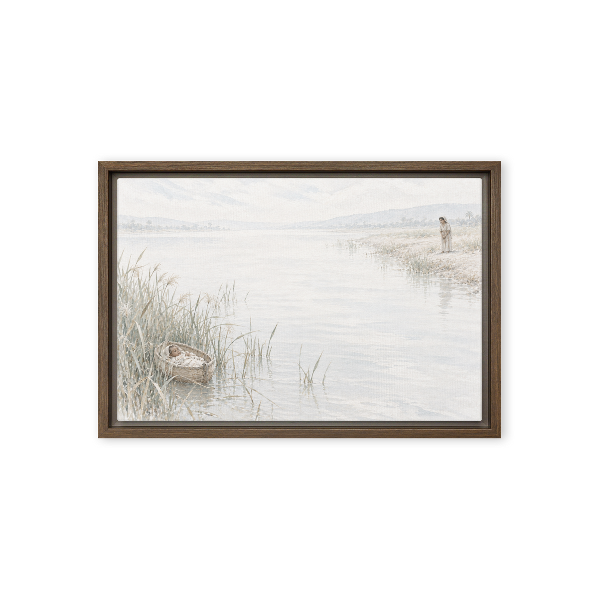 Among the Reeds — 18 × 12 in · Framed Canvas · Brown frame — product view · original 2000px