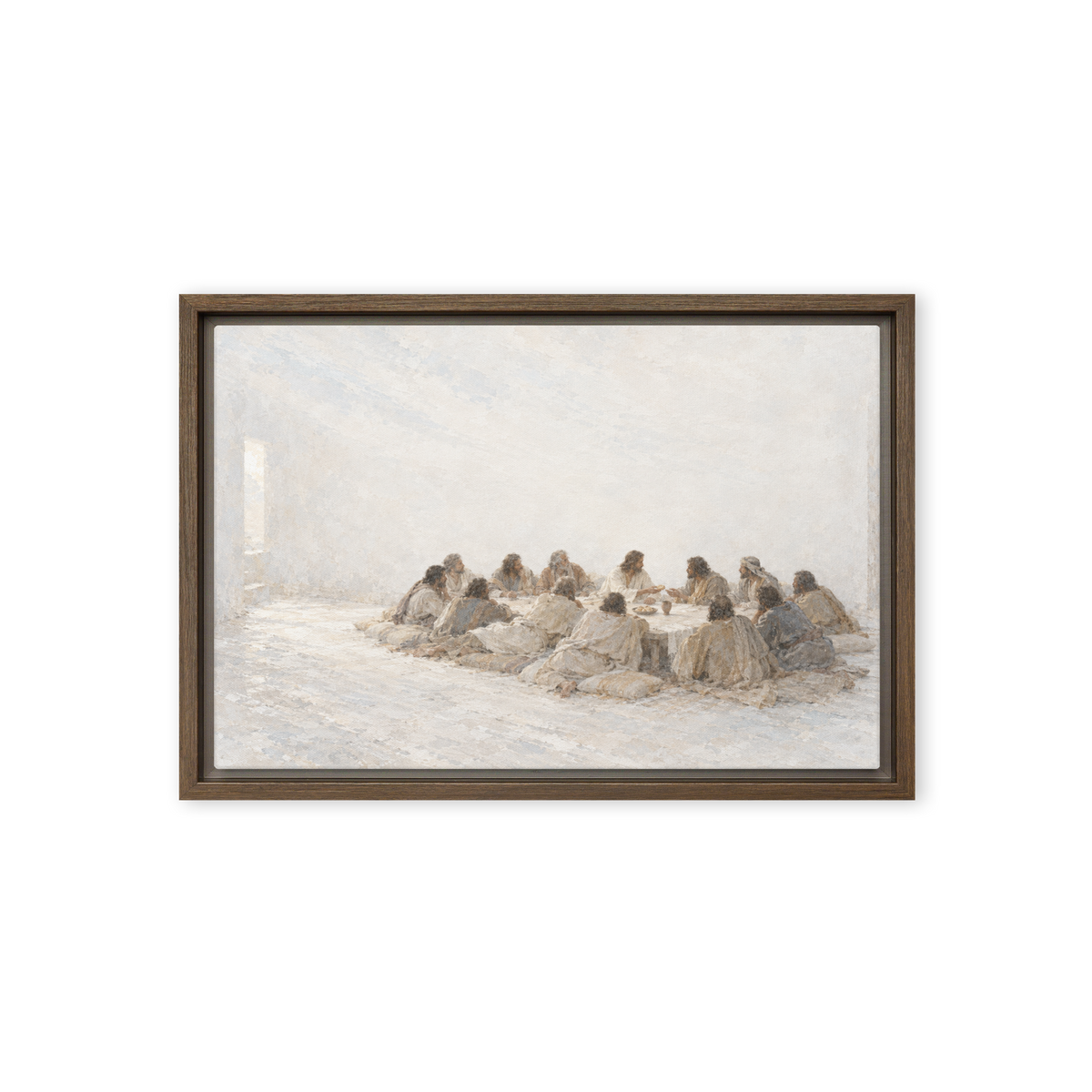At the Table — 18 × 12 in · Framed Canvas · Brown frame — product view · original 2000px